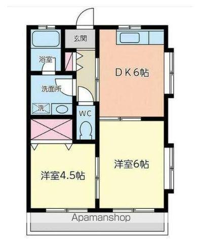 メープルガーデンハイツⅡ(2DK/1階)の間取り写真