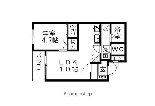 ホワイトピアニー イースト(1LDK/2階)の間取り写真