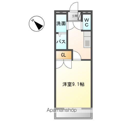 SHINE HILL(1K/2階)の間取り写真