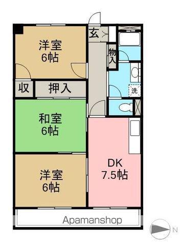 レジデンスひまわり(3DK/3階)の間取り写真