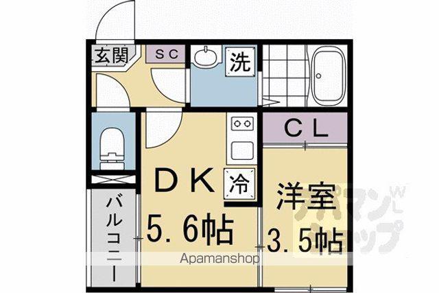 ブライト伏見(1DK/1階)の間取り写真
