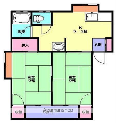 カームレジデンスⅡ(2K/2階)の間取り写真