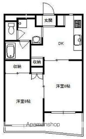 ノーブ平沼園(2DK/5階)の間取り写真