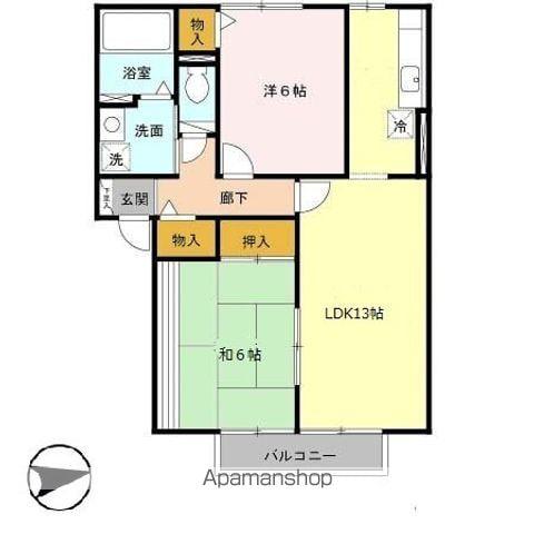 フルーレ高砂(2LDK/2階)の間取り写真