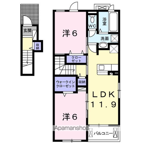 リンドール(2LDK/2階)の間取り写真