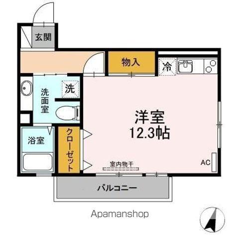 ストゥーディオ雅A棟(ワンルーム/2階)の間取り写真