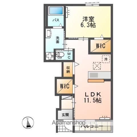 エクセルシオール(1LDK/1階)の間取り写真