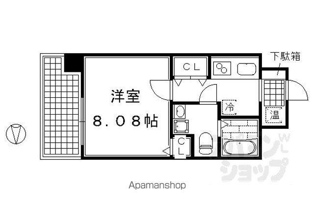 フォース二条城東(1K/2階)の間取り写真