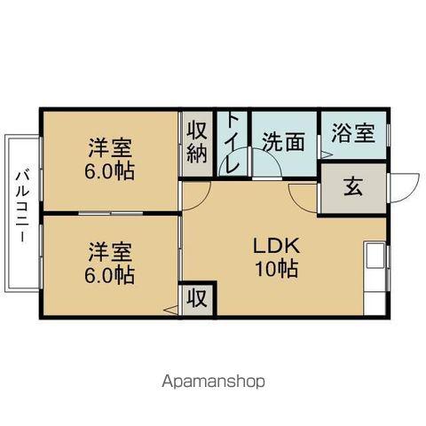 ハッピーステイツ若宮(2LDK/2階)の間取り写真
