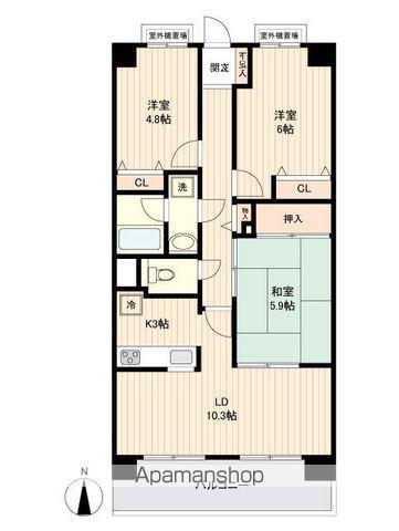 ケイティーズ クリア(3LDK/1階)の間取り写真