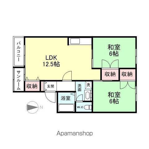 ベルクレージュ・FUJINAGA B棟(2LDK/2階)の間取り写真