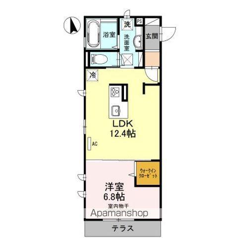 ムーラン ア ヴァン B棟(1LDK/1階)の間取り写真