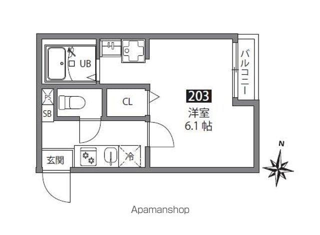 SORAせんげん台(1K/2階)の間取り写真