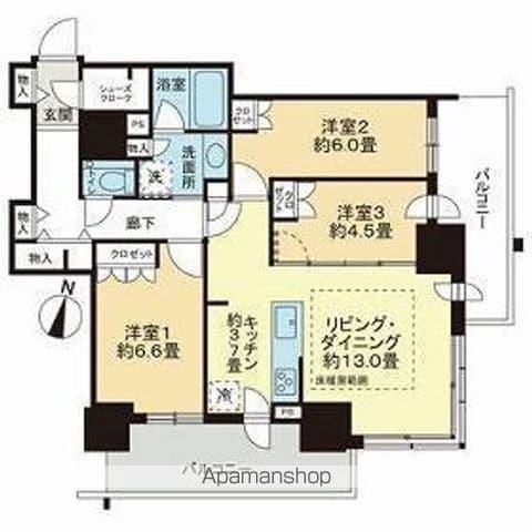 ザ・札幌タワーズ イーストタワー(3LDK/25階)の間取り写真