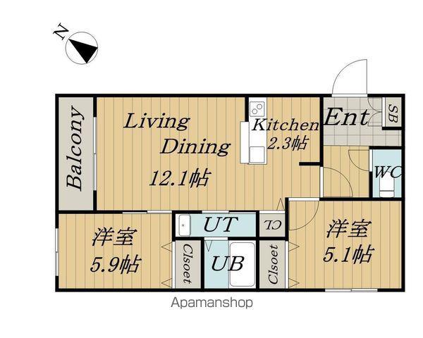 ブランシャール西28丁目(2LDK/3階)の間取り写真