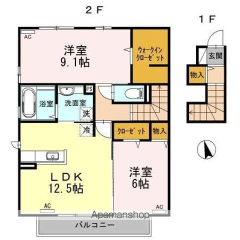 PATIO A棟(2LDK/2階)の間取り写真