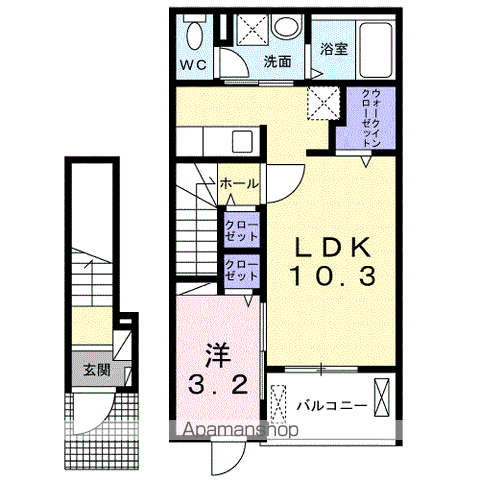 ラテ ルーナ(1LDK/2階)の間取り写真