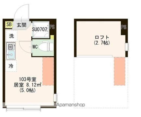 ハーモニーテラス仲宿Ⅴ(ワンルーム/1階)の間取り写真