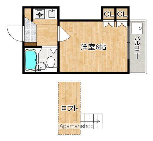 ハイツ法蓮(1K/2階)の間取り写真