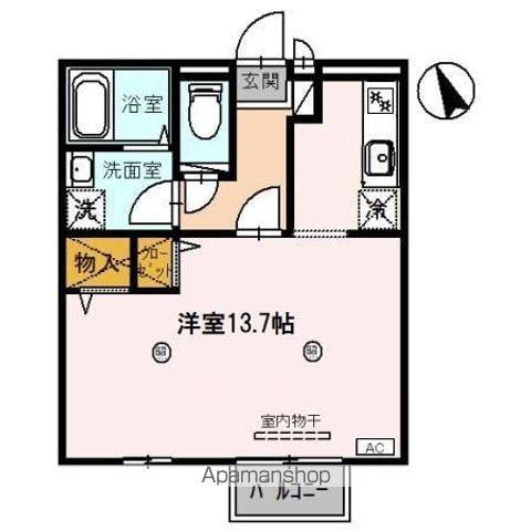 ルピナス明里橋A棟(ワンルーム/2階)の間取り写真