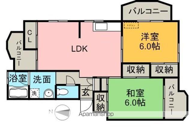 神野マンション(2LDK/4階)の間取り写真