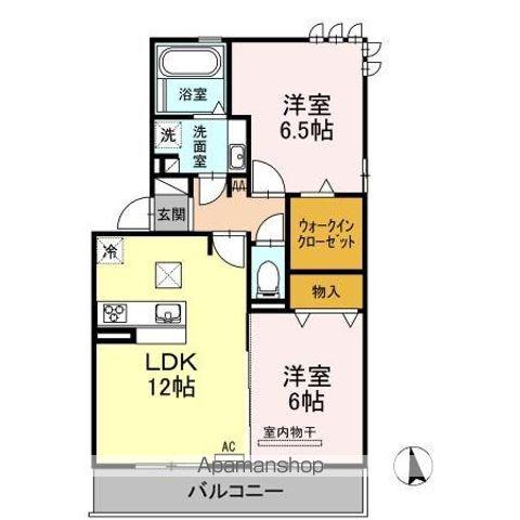 ハロウェル D棟(2LDK/1階)の間取り写真