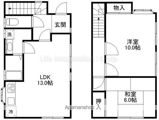 近江鉄道八日市線 八日市駅 徒歩32分 2階建 築25年(2LDK)の間取り写真