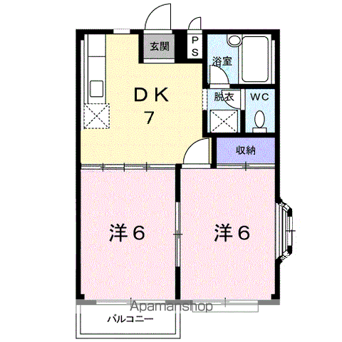 エルディムアベ(2DK/2階)の間取り写真