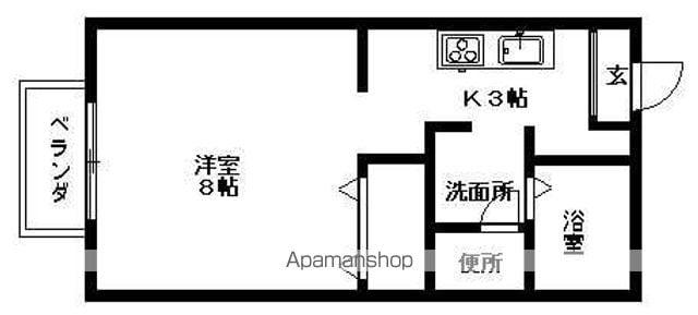 セジュール桜馬場(1K/1階)の間取り写真