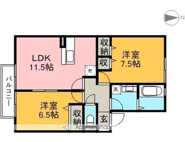 ハートポジションⅠ(2LDK/2階)の間取り写真