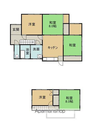予讃線 観音寺駅(香川) 徒歩19分 2階建 築48年(5LDK)の間取り写真