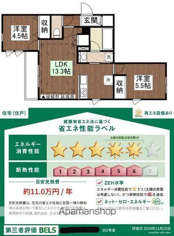 シャルール仙波(2LDK/3階)の間取り写真