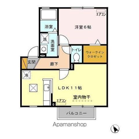 メゾン森PART ⅩI・ⅩII(1LDK/1階)の間取り写真