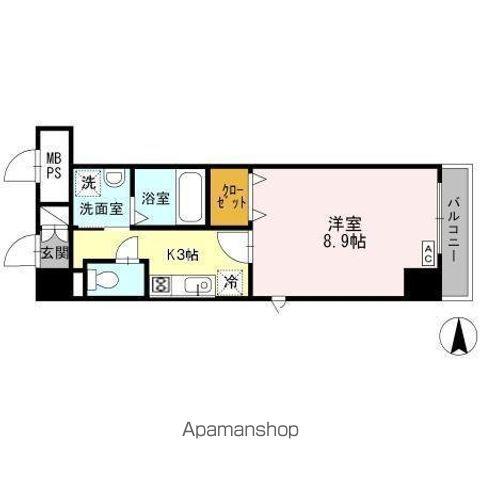 ウイステリア名城(1K/7階)の間取り写真