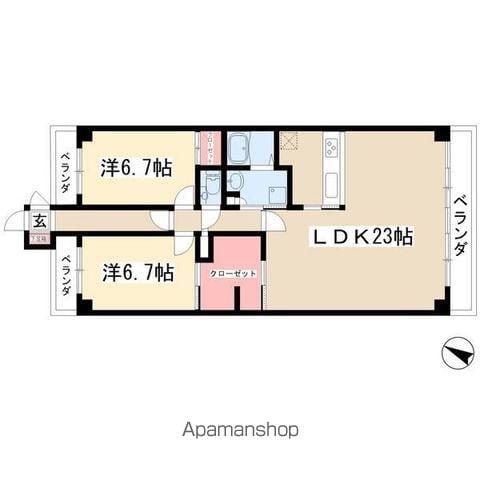 ビラ三秀山中(2SLDK/5階)の間取り写真