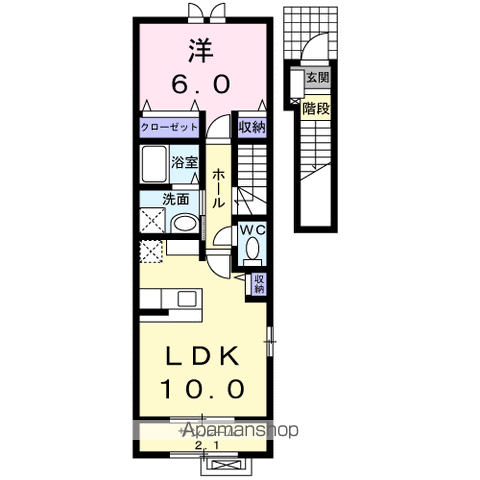 エムズ プロムナード(1LDK/2階)の間取り写真