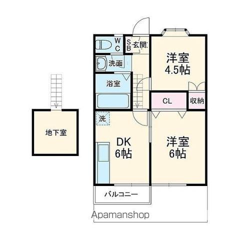 カメリア(2DK/1階)の間取り写真