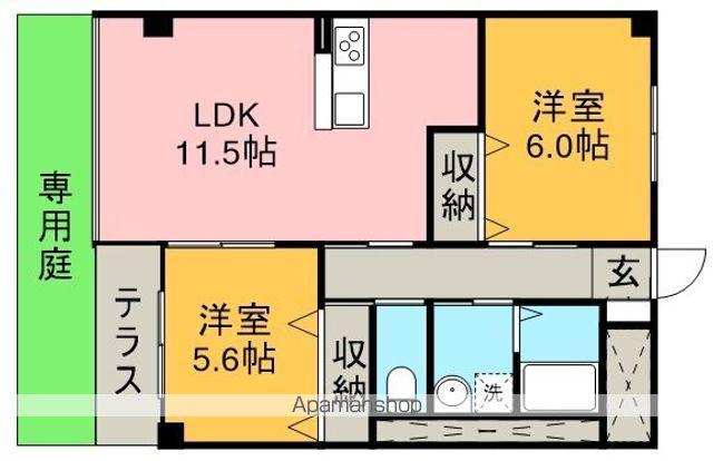 ジャルダン ドゥテ(2LDK/1階)の間取り写真
