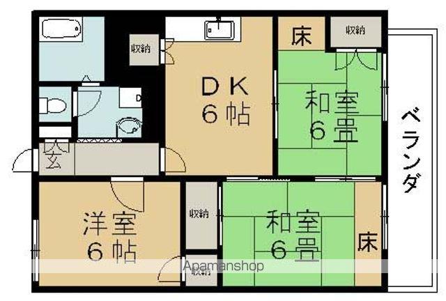 井原ハイツ(3DK/5階)の間取り写真