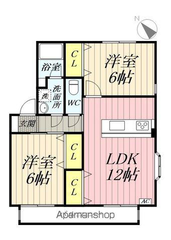 ラフィーネTAKAHASHI(2LDK/1階)の間取り写真