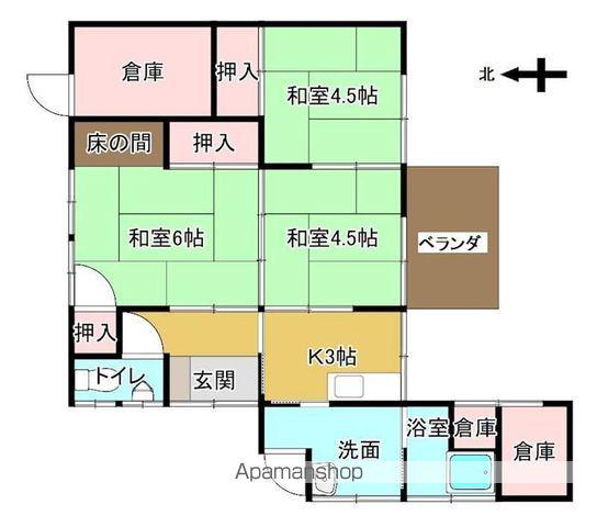 伊予鉄道郡中線 土橋駅(愛媛) 徒歩11分 1階建 築53年(3K)の間取り写真