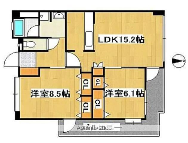 ジニアルコート西新(2LDK/2階)の間取り写真