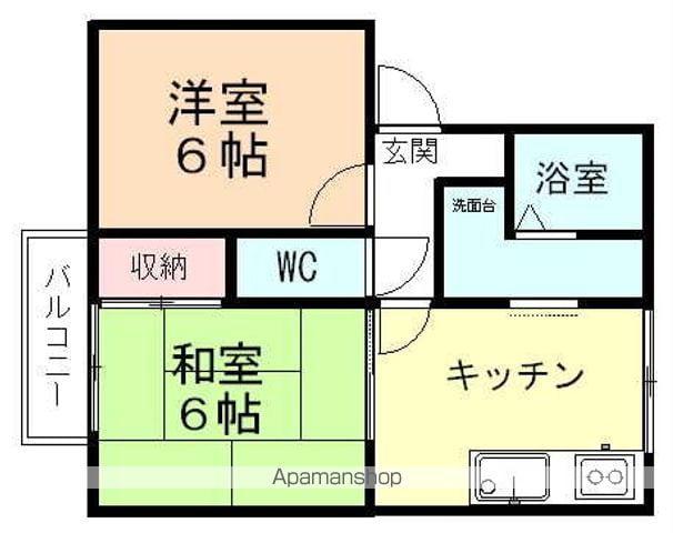 セジュール太閤山A(2DK/1階)の間取り写真