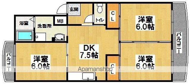 メゾン住吉(3DK/3階)の間取り写真