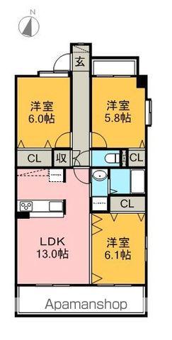 レジオン・ド・ヌール(3LDK/2階)の間取り写真