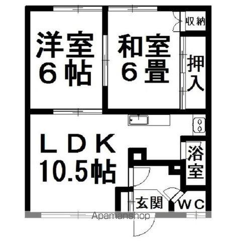 北進ハイツ(2LDK/1階)の間取り写真