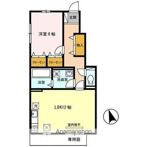 ヴェルコート B棟(1LDK/1階)の間取り写真