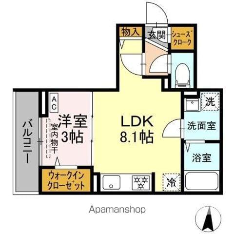 D PAINA 宿河原七丁目(1LDK/3階)の間取り写真