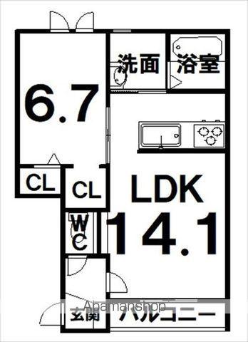 FERRULLI Ⅰ(1LDK/1階)の間取り写真