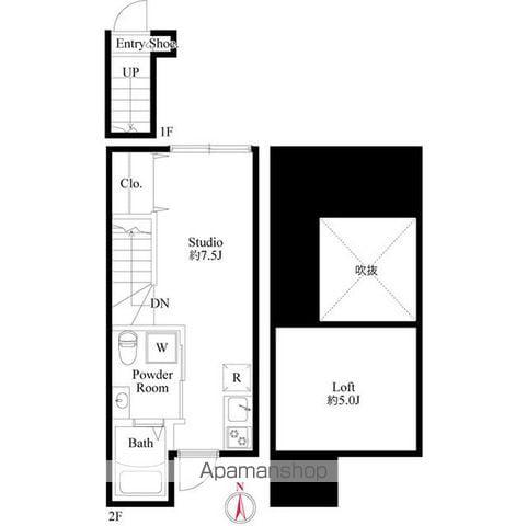ブライトテラス赤塚(ワンルーム/2階)の間取り写真